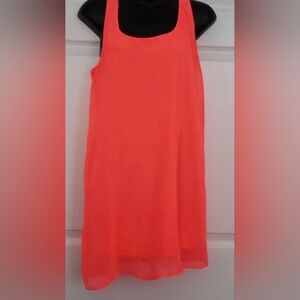 Dainty Hooligan neon orange/coral razorback bow detail lined Mini Dress/ Tunic S